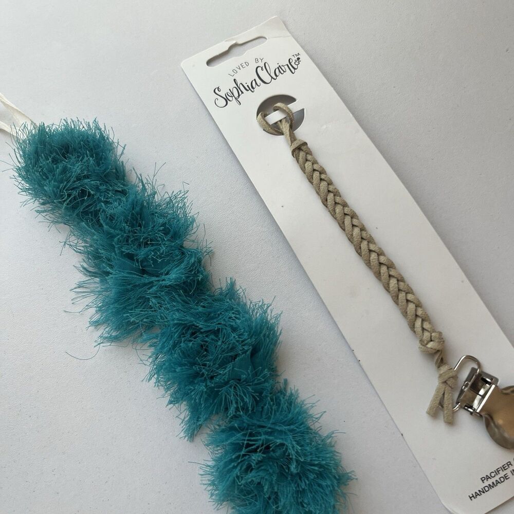 2 Boho Baby Boutique Pacifier Clips Macramé Strong Bamboo Clips￼ $24 Shabby Chic